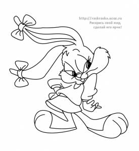 Раскраска заяц с бантами