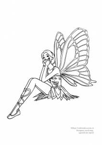 Раскраска девочка-бабочка