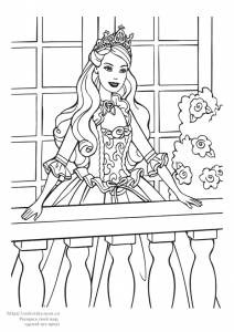 Раскраска принцесса стоит на балконе