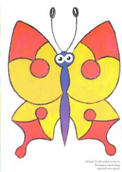 Раскраска бабочка / Посмотри и раскрась