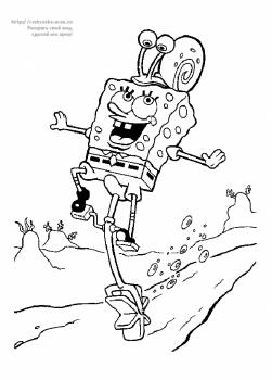 Раскраска Губка Боб Квадратные Штаны на велосипеде / SpongeBob