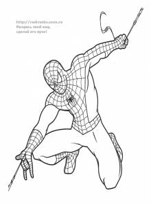 Раскраска Человек-паук / Spiderman с паутиной