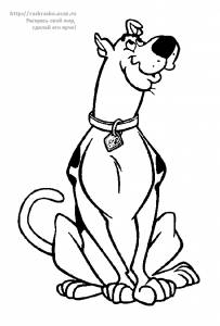 Раскраска сидящая собака Скуби-Ду / Scooby-Doo