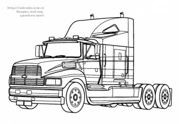 Раскраска американский грузовик-тягач