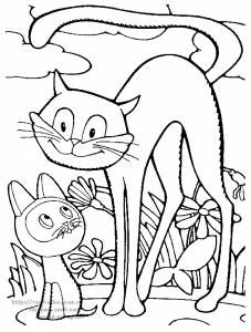 Раскраска котенок ГАВ с кошкой из мультфильма 