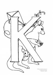 Раскраска буква К / кенгуру