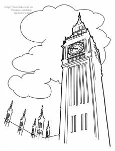 Раскраска башня в Англии Big-Ben