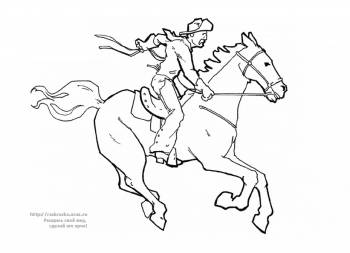Раскраска ковбой на лошади с лассо