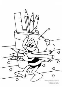 Раскраска пчелка Майя несет карандаши / Приключения пчёлки Майи