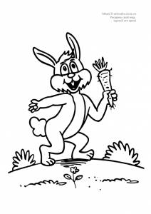 Раскраска заяц гуляет с морковкой