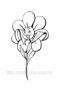 Раскраска улыбающийся цветок ромашка