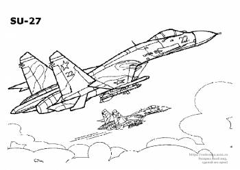 Раскраска истребитель Су-27