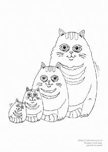 Раскраска семья котов