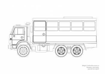 Раскраска машина КАМАЗ с вагоном
