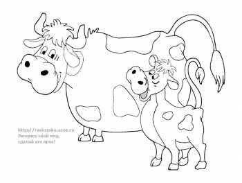 Раскраска пасущиеся коровы