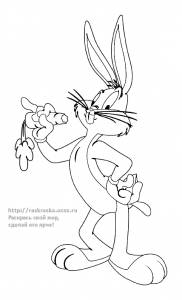 Раскраска Disney Bugs Bunny / Багз Банни есть морковку
