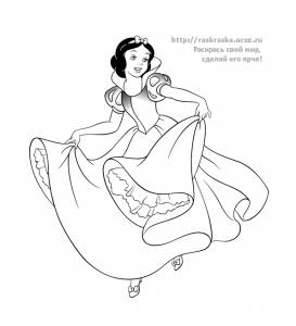 Раскраска Disney танцующая Белоснежка