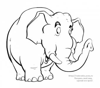 Раскраска стоящий слон / мамонт