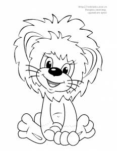 Раскраска сидящий Львенок из мультфильма 