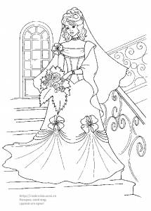 Раскраска невеста в свадебном платье