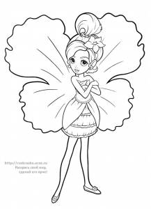 Раскраска девочка-эльф с большими крыльями