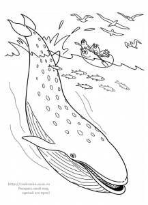 Раскраска плывущий под водой кит