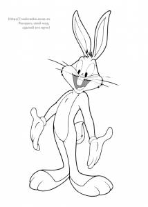 Раскраска Disney веселый Багз Банни / Bugs Bunny