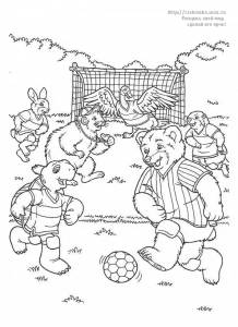 Раскраска черепаха Франклин играет в футбол