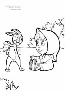 Раскраска Машенька и заяц с морковкой / мультфильм 