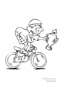 Раскраска велосипедист победитель велогонки